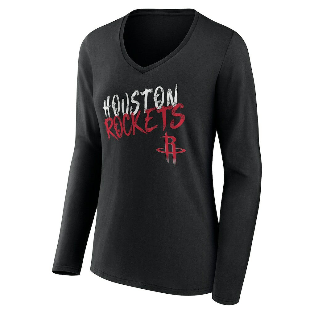 NBA Houston Rockets Women's Hustle Custom Long Sleeve V-Neck T-Shirt