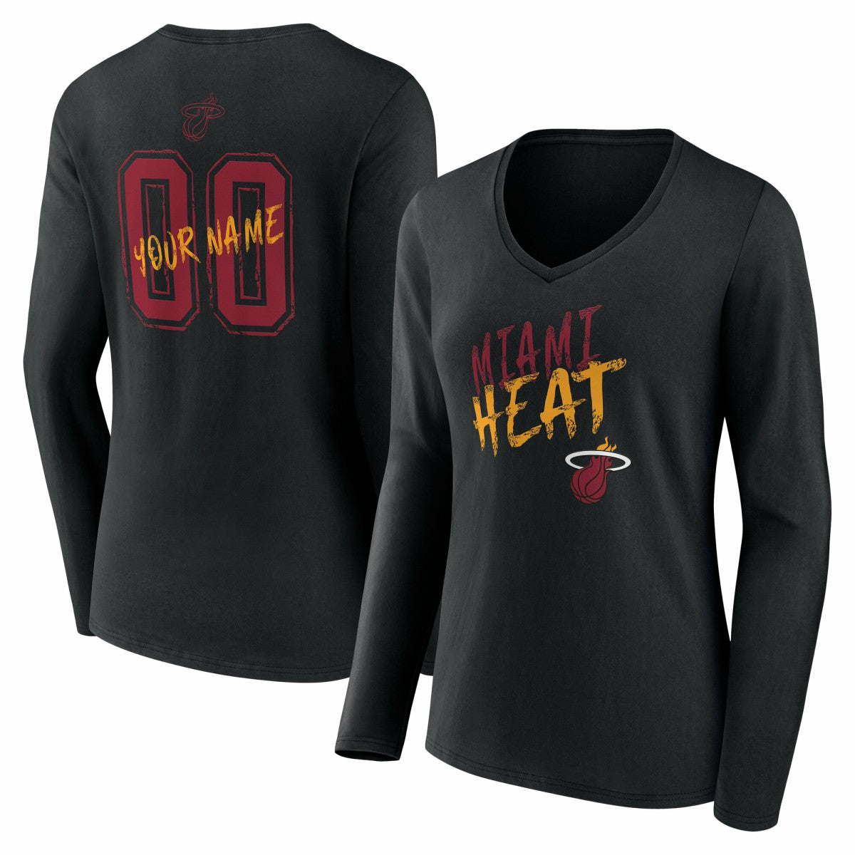 NBA Miami Heat Women's Hustle Custom Long Sleeve V-Neck T-Shirt