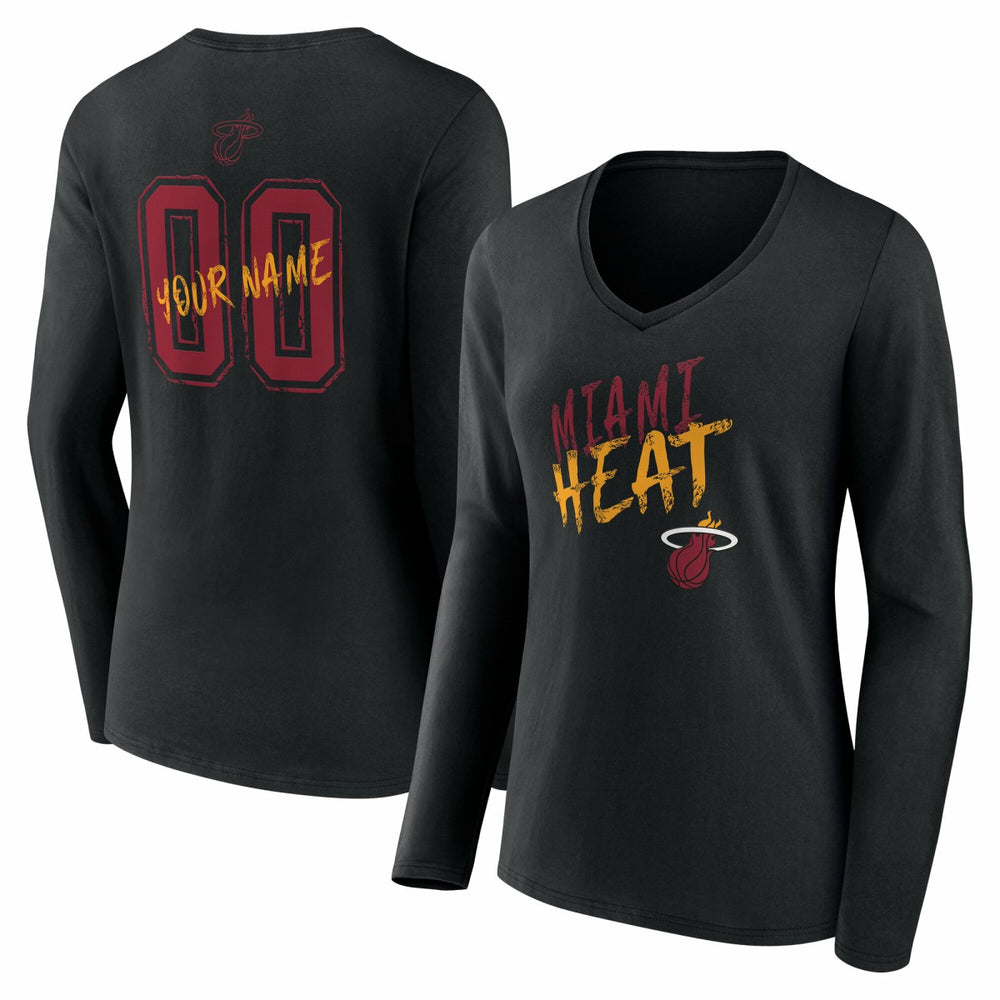 NBA Miami Heat Women's Hustle Custom Long Sleeve V-Neck T-Shirt