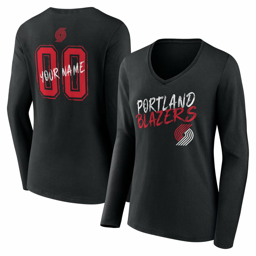 NBA Portland Trail Blazers Women's Hustle Custom Long Sleeve V-Neck T-Shirt