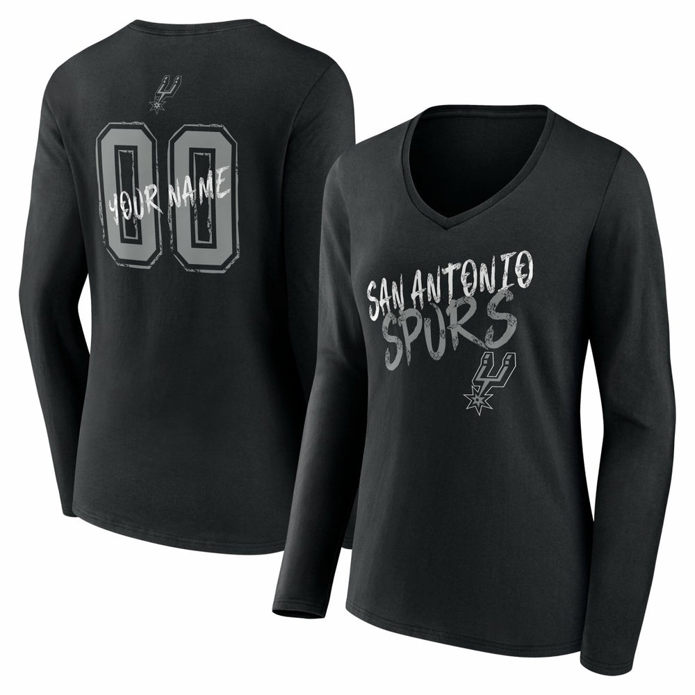 NBA San Antonio Spurs Women's Hustle Custom Long Sleeve V-Neck T-Shirt