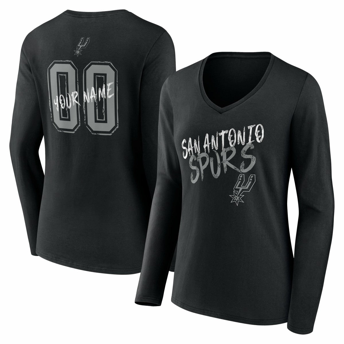 NBA San Antonio Spurs Women's Hustle Custom Long Sleeve V-Neck T-Shirt