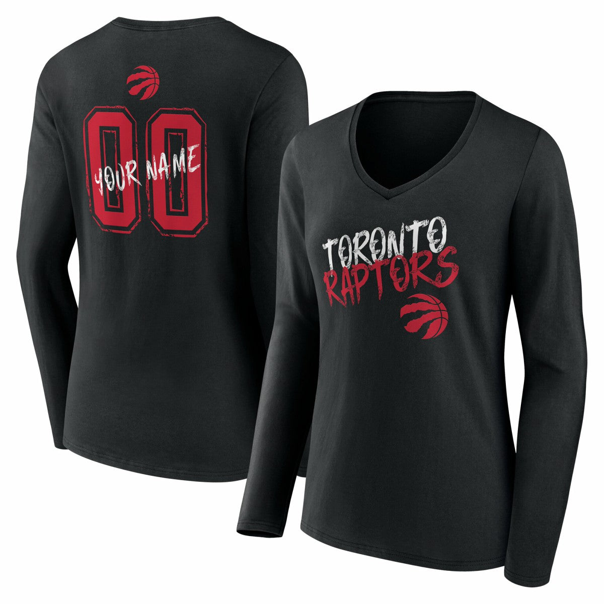 NBA Toronto Raptors Women's Hustle Custom Long Sleeve V-Neck T-Shirt