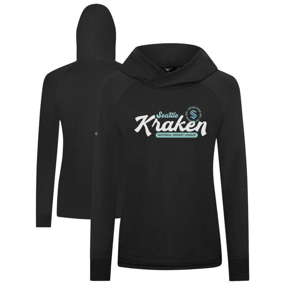 NHL Black Seattle Kraken Levelwear Women's Slender Monument Raglan Pullover Hoodie