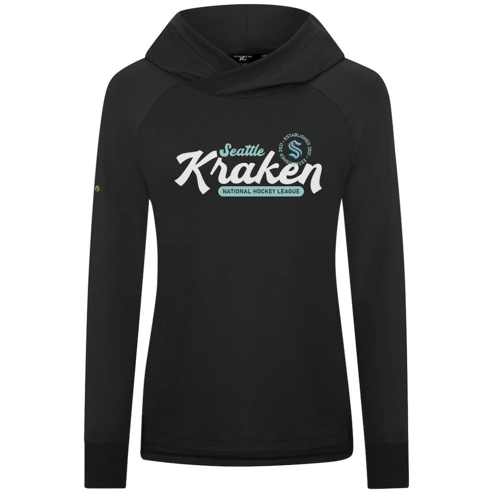 NHL Black Seattle Kraken Levelwear Women's Slender Monument Raglan Pullover Hoodie