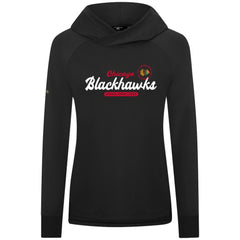 NHL Black Chicago Blackhawks Levelwear Women's Slender Monument Raglan Pullover Hoodie