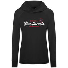 NHL Black Columbus Blue Jackets Levelwear Women's Slender Monument Raglan Pullover Hoodie
