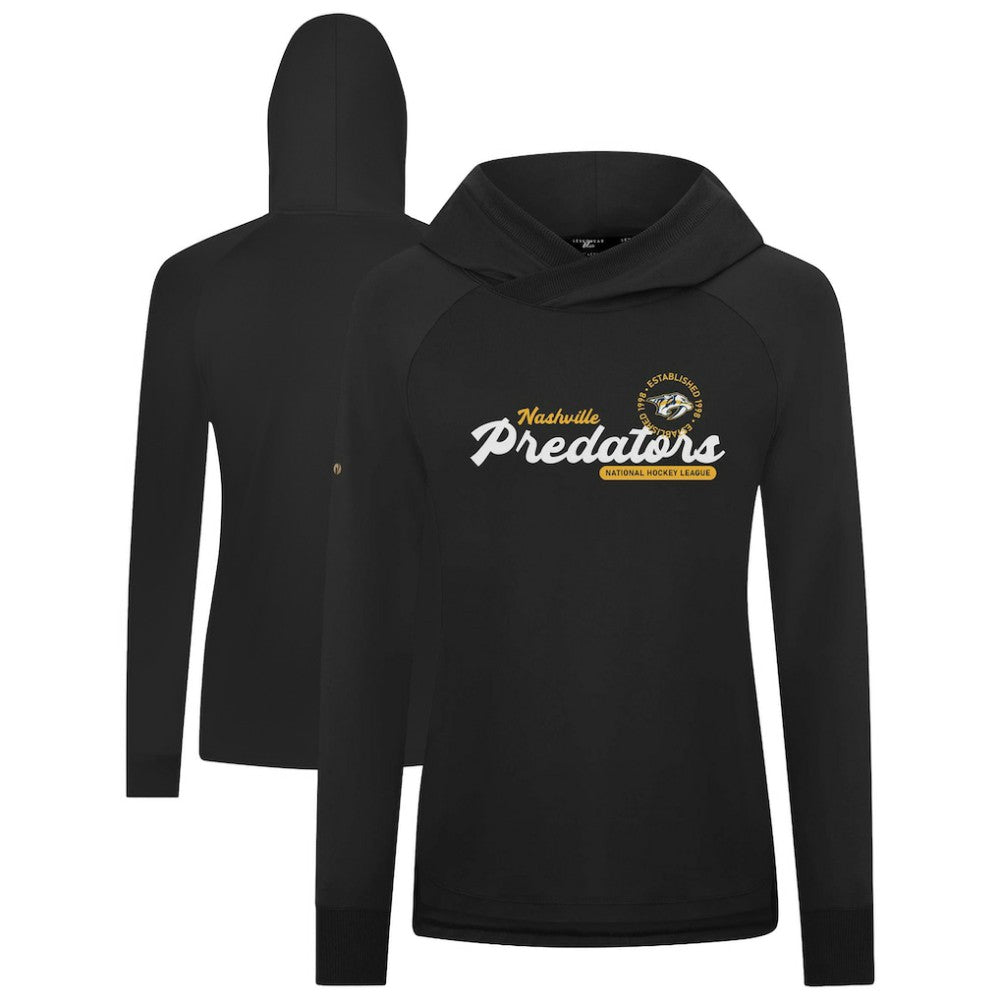 NHL Black Nashville Predators Levelwear Women's Slender Monument Raglan Pullover Hoodie
