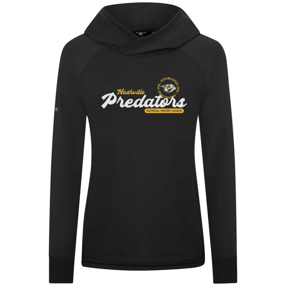 NHL Black Nashville Predators Levelwear Women's Slender Monument Raglan Pullover Hoodie