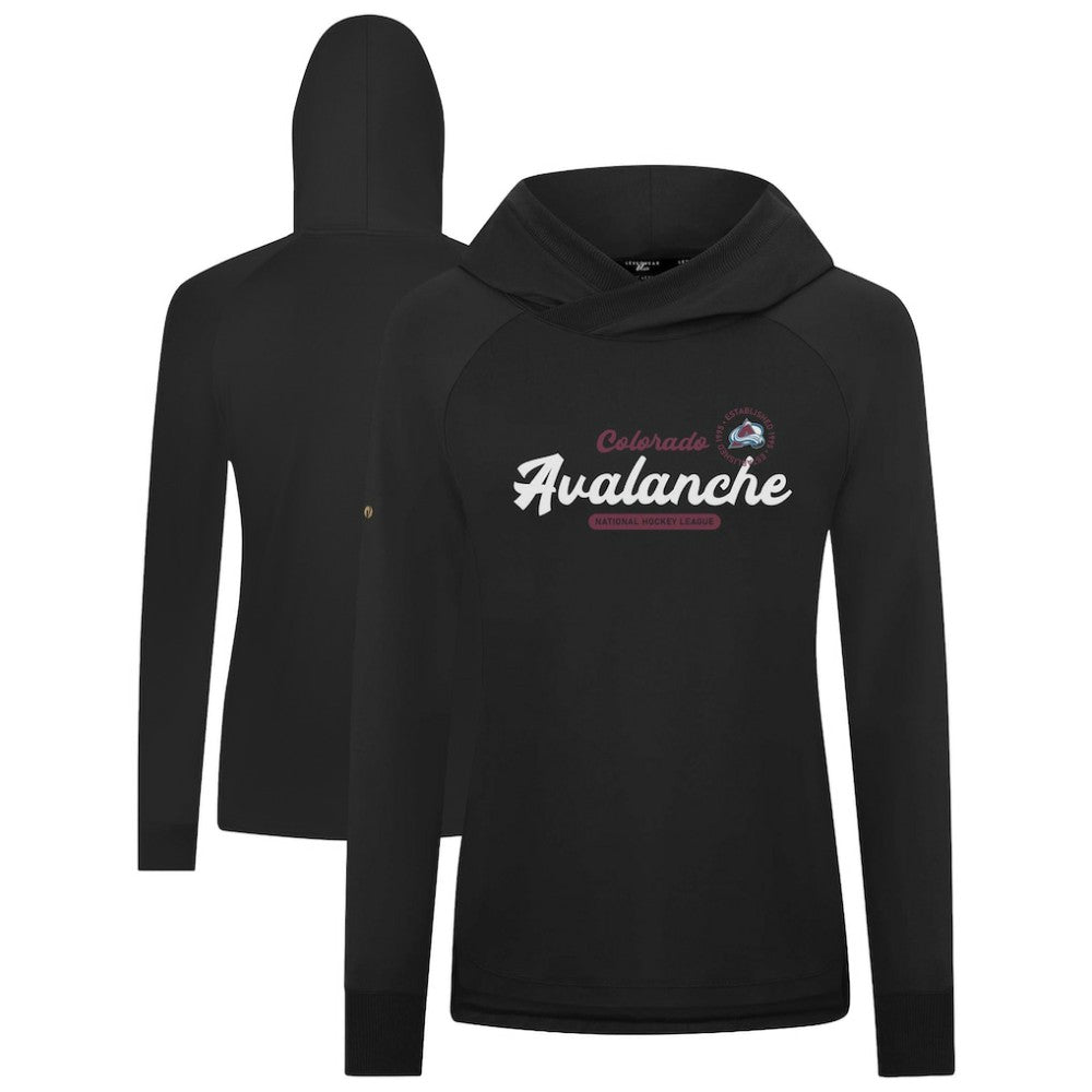NHL Black Colorado Avalanche Levelwear Women's Slender Monument Raglan Pullover Hoodie