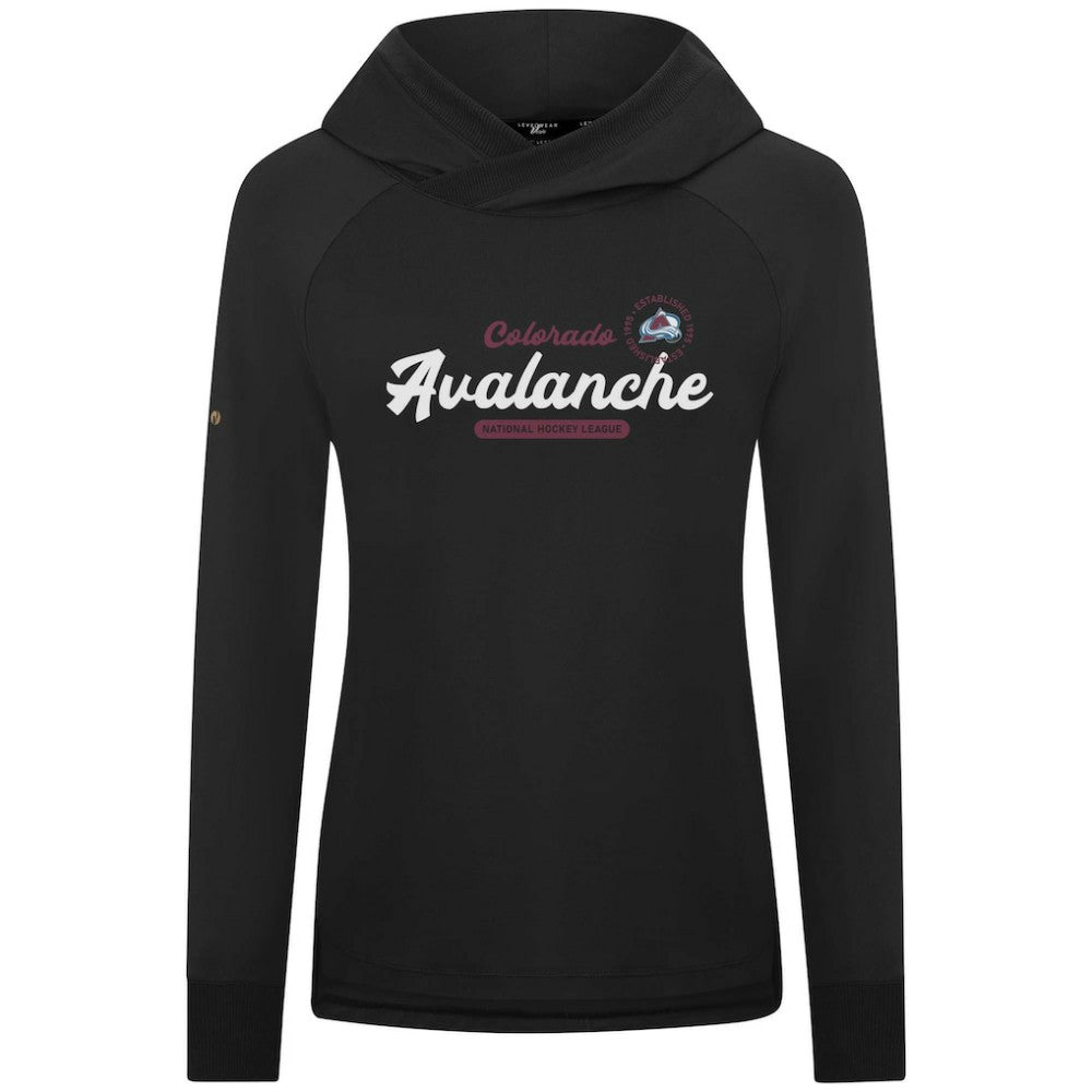 NHL Black Colorado Avalanche Levelwear Women's Slender Monument Raglan Pullover Hoodie