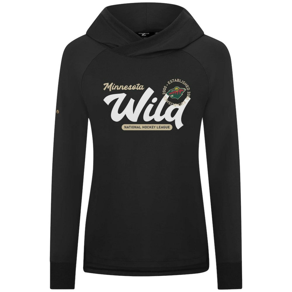 NHL Black Minnesota Wild Levelwear Women's Slender Monument Raglan Pullover Hoodie