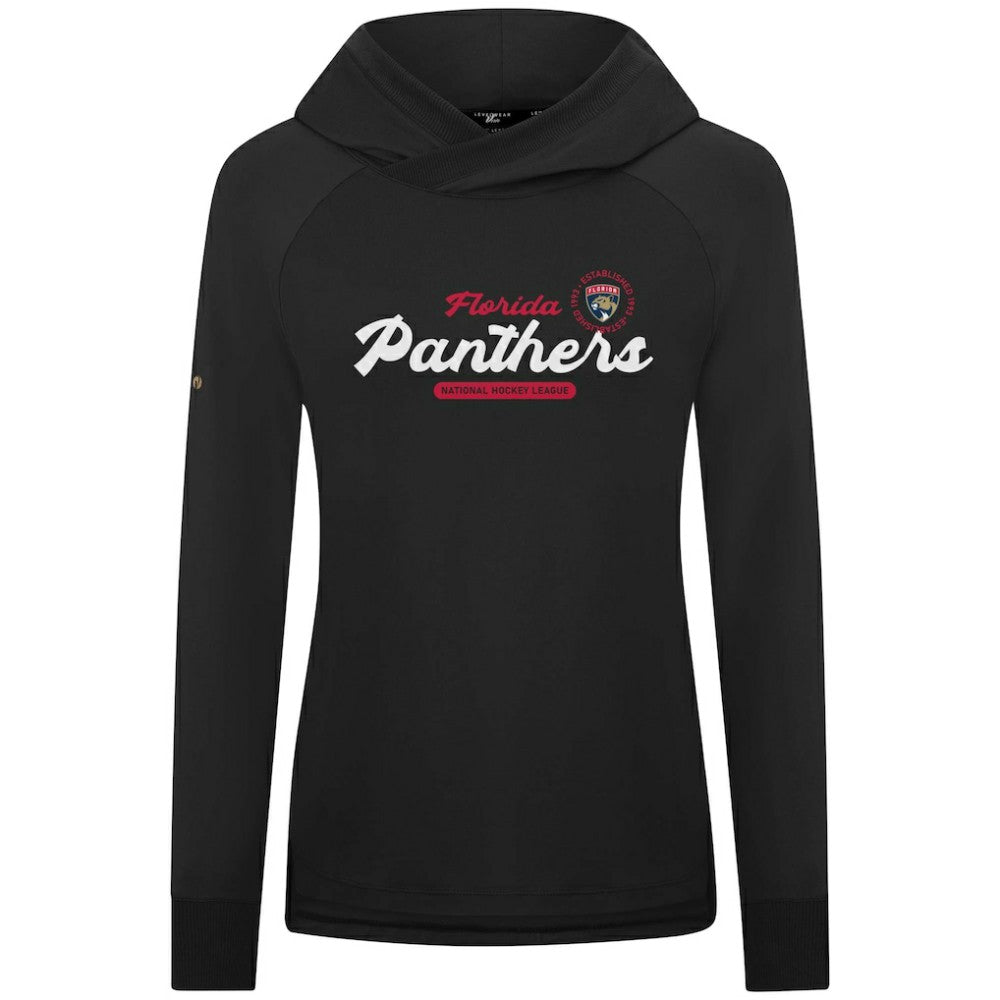NHL Black Florida Panthers Levelwear Women's Slender Monument Raglan Pullover Hoodie