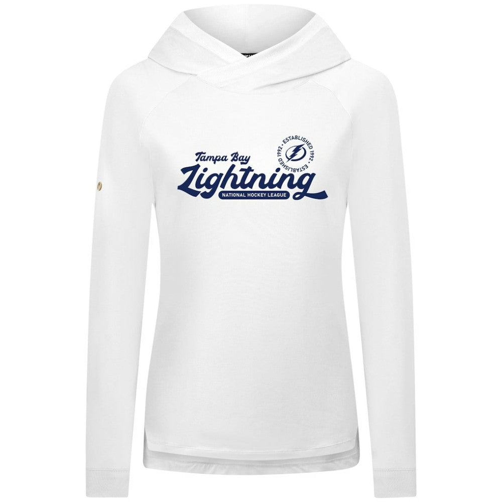 NHL White Tampa Bay Lightning Levelwear Women's Slender Monument Raglan Pullover Hoodie