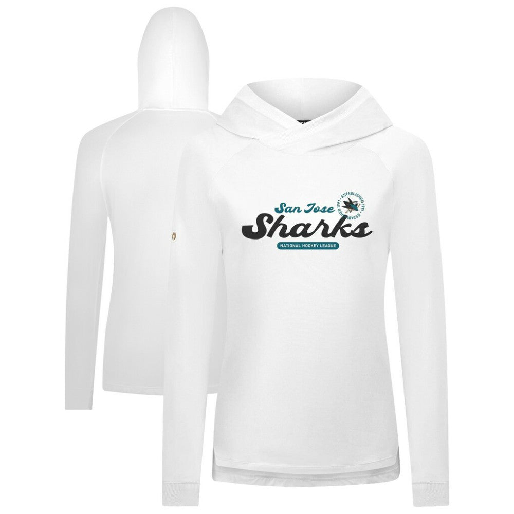 NHL White San Jose Sharks Levelwear Women's Slender Monument Raglan Pullover Hoodie