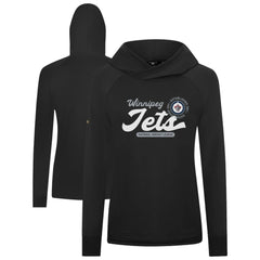 NHL Black Winnipeg Jets Levelwear Women's Slender Monument Raglan Pullover Hoodie