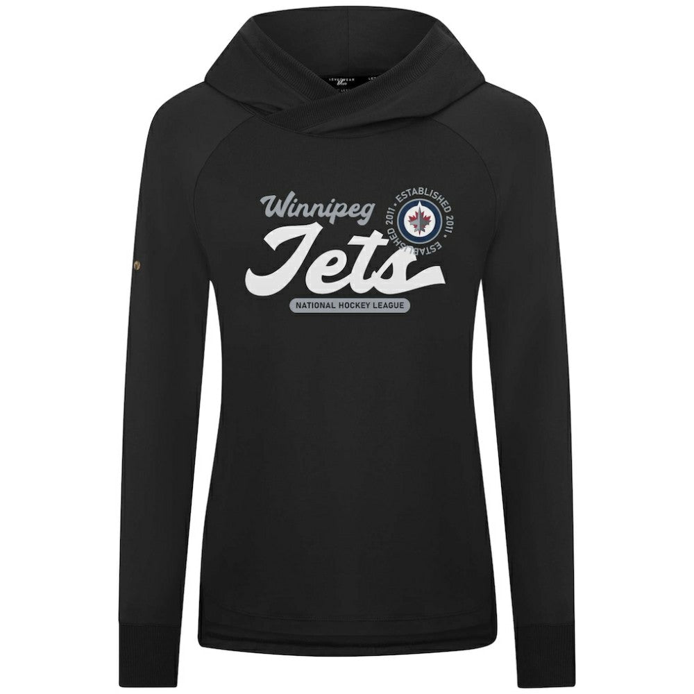 NHL Black Winnipeg Jets Levelwear Women's Slender Monument Raglan Pullover Hoodie