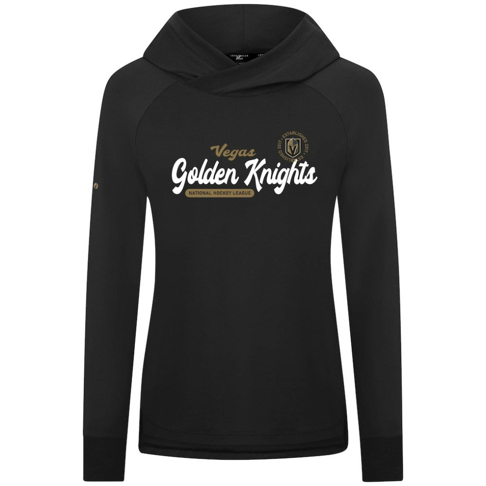 NHL Black Vegas Golden Knights Levelwear Women's Slender Monument Raglan Pullover Hoodie