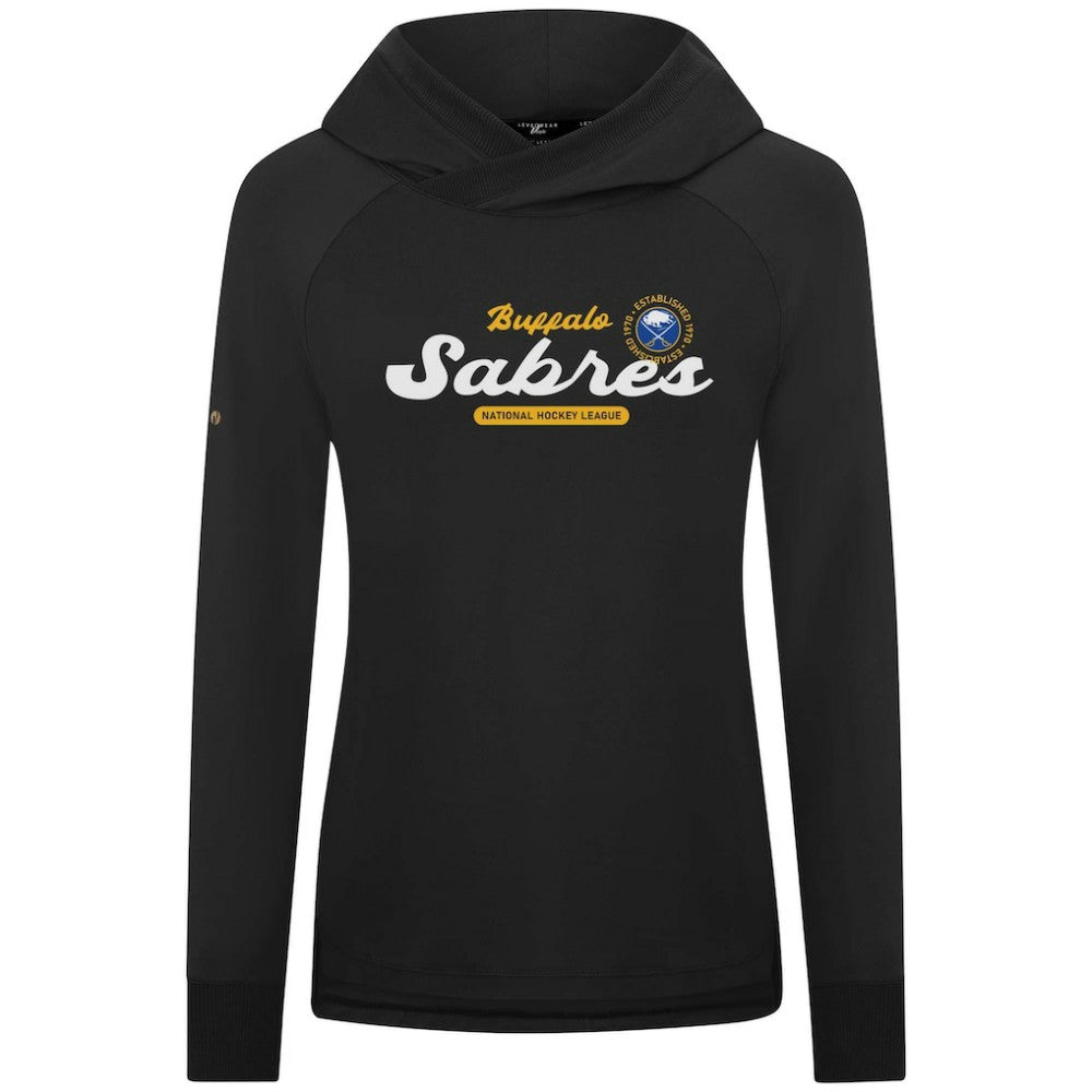 NHL Black Buffalo Sabres Levelwear Women's Slender Monument Raglan Pullover Hoodie
