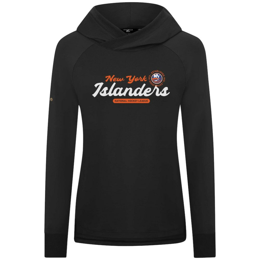 NHL Black New York Islanders Levelwear Women's Slender Monument Raglan Pullover Hoodie