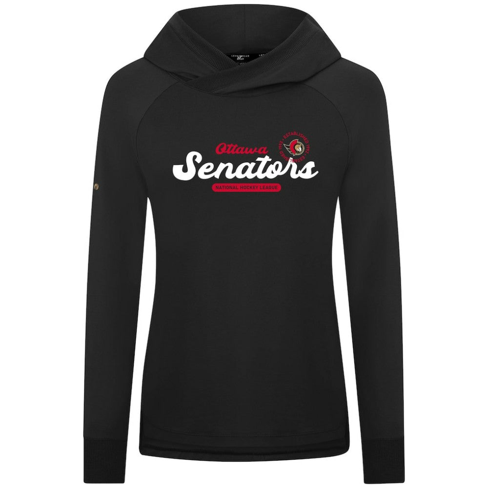 NHL Black Ottawa Senators Levelwear Women's Slender Monument Raglan Pullover Hoodie
