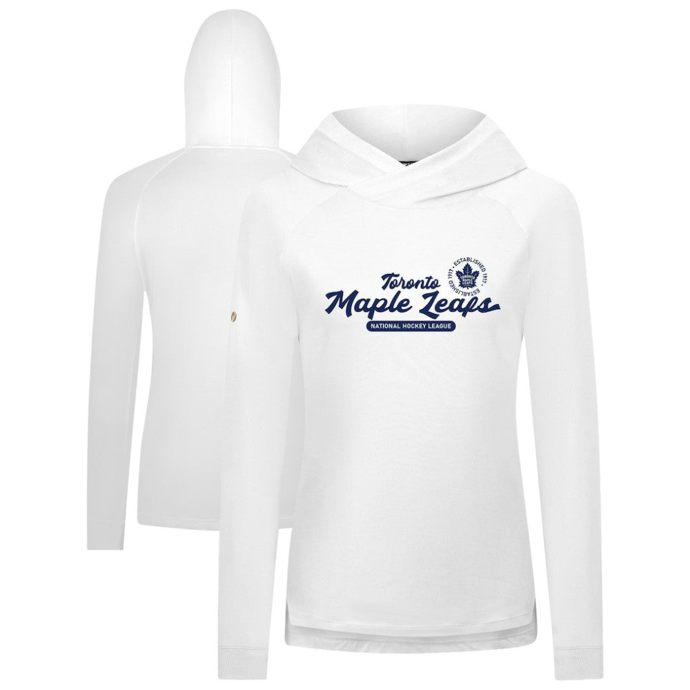 NHL White Toronto Maple Leafs Levelwear Women's Slender Monument Raglan Pullover Hoodie