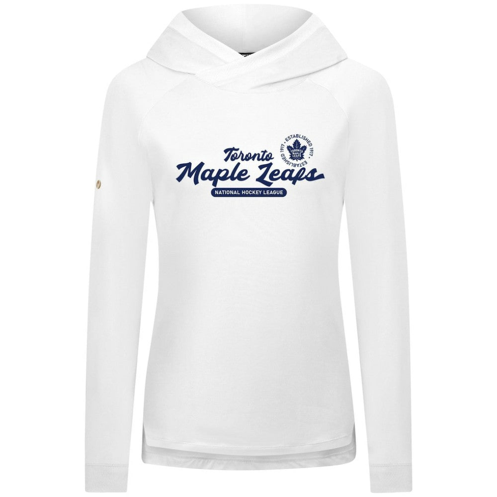 NHL White Toronto Maple Leafs Levelwear Women's Slender Monument Raglan Pullover Hoodie