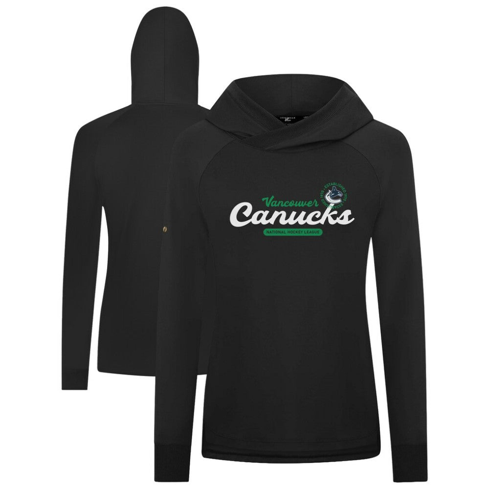 NHL Black Vancouver Canucks Levelwear Women's Slender Monument Raglan Pullover Hoodie