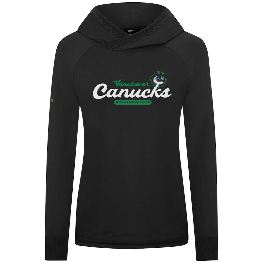 NHL Black Vancouver Canucks Levelwear Women's Slender Monument Raglan Pullover Hoodie