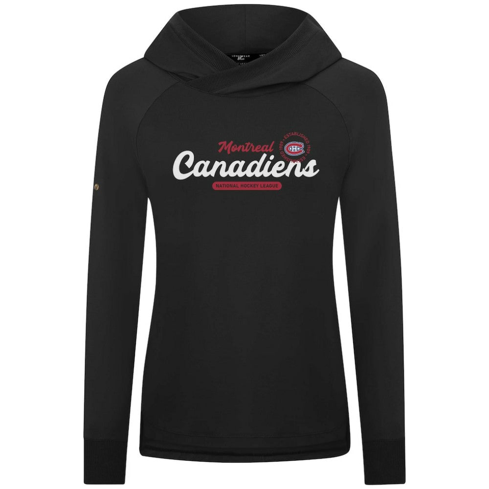 NHL Black Montreal Canadiens Levelwear Women's Slender Monument Raglan Pullover Hoodie