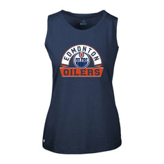 NHL Navy Edmonton Oilers Levelwear Women's Macy Banner Arch Tank Top