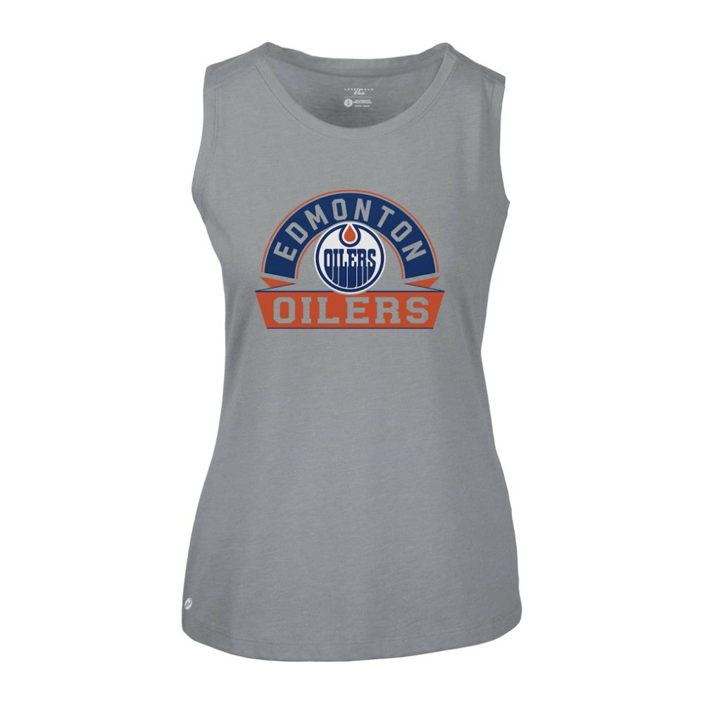 NHL Gray Edmonton Oilers Levelwear Women's Macy Banner Arch Tank Top
