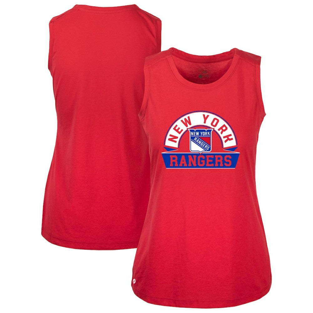NHL Red New York Rangers Levelwear Women's Macy Banner Arch Tank Top