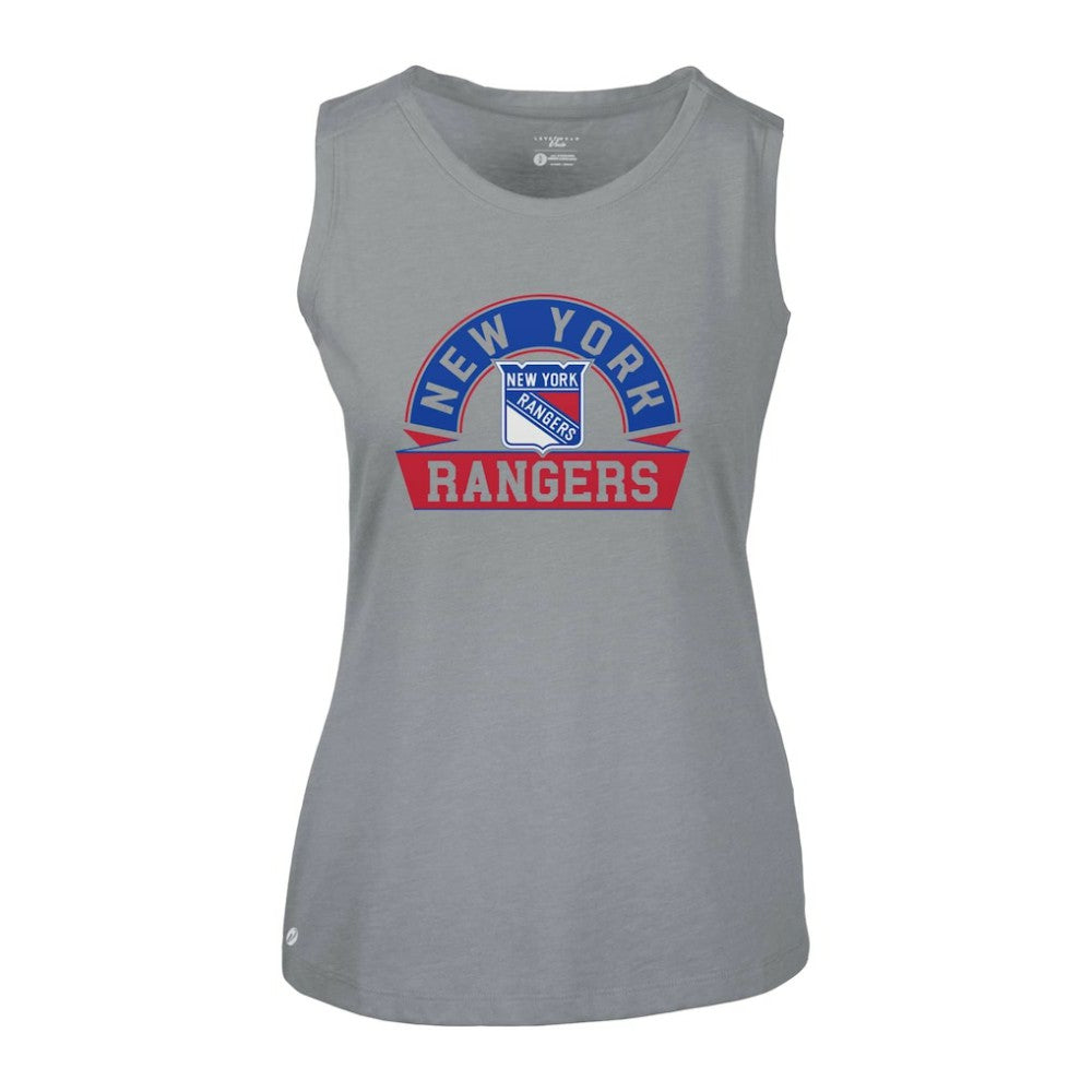 NHL Gray New York Rangers Levelwear Women's Macy Banner Arch Tank Top