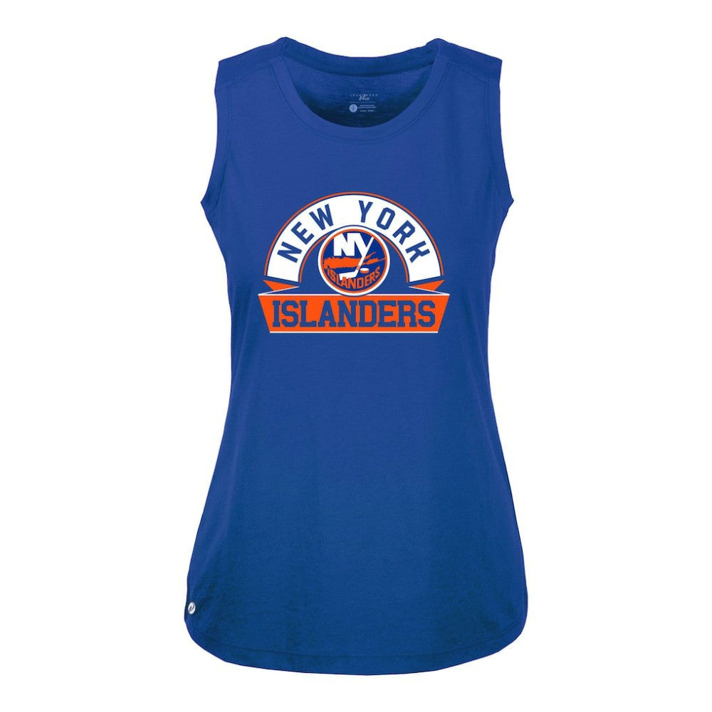 NHL Royal New York Islanders Levelwear Women's Macy Banner Arch Tank Top
