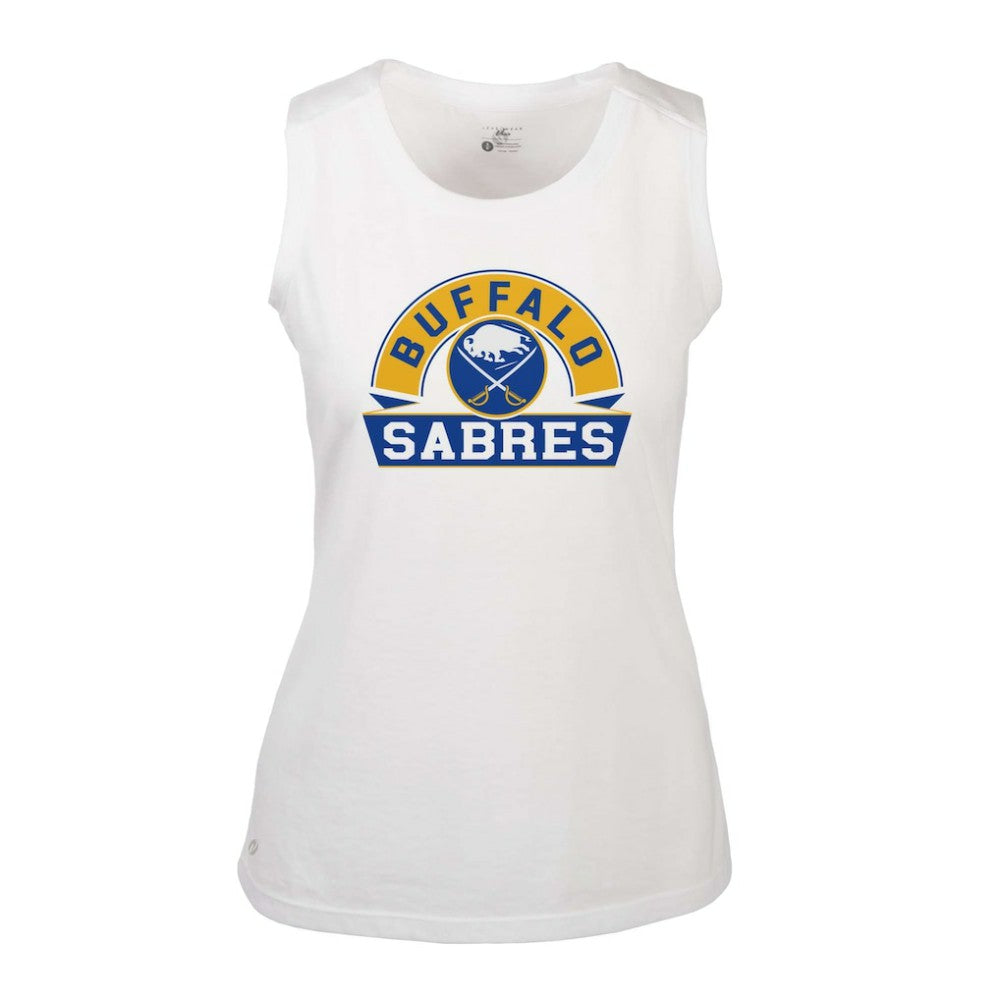 NHL White Buffalo Sabres Levelwear Women's Macy Banner Arch Tank Top