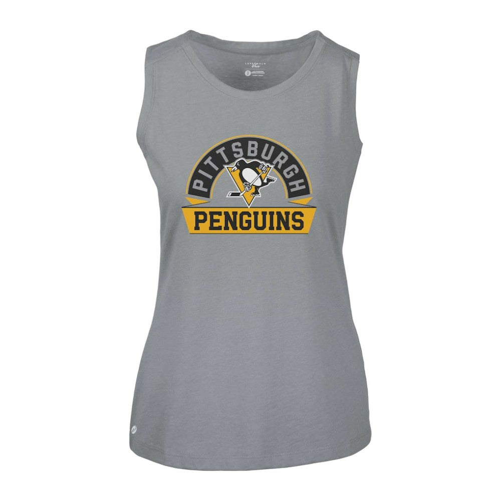 NHL Gray Pittsburgh Penguins Levelwear Women's Macy Banner Arch Tank Top