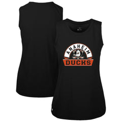 NHL Black Anaheim Ducks Levelwear Women's Macy Banner Arch Tank Top
