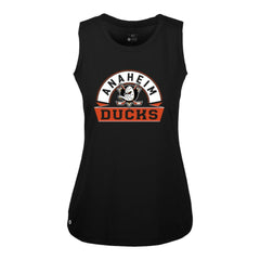NHL Black Anaheim Ducks Levelwear Women's Macy Banner Arch Tank Top