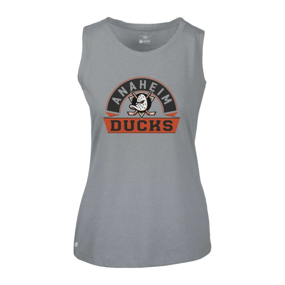 NHL Gray Anaheim Ducks Levelwear Women's Macy Banner Arch Tank Top