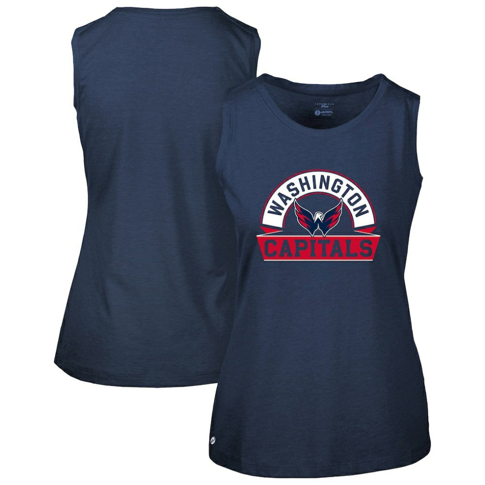 NHL Navy Washington Capitals Levelwear Women's Macy Banner Arch Tank Top