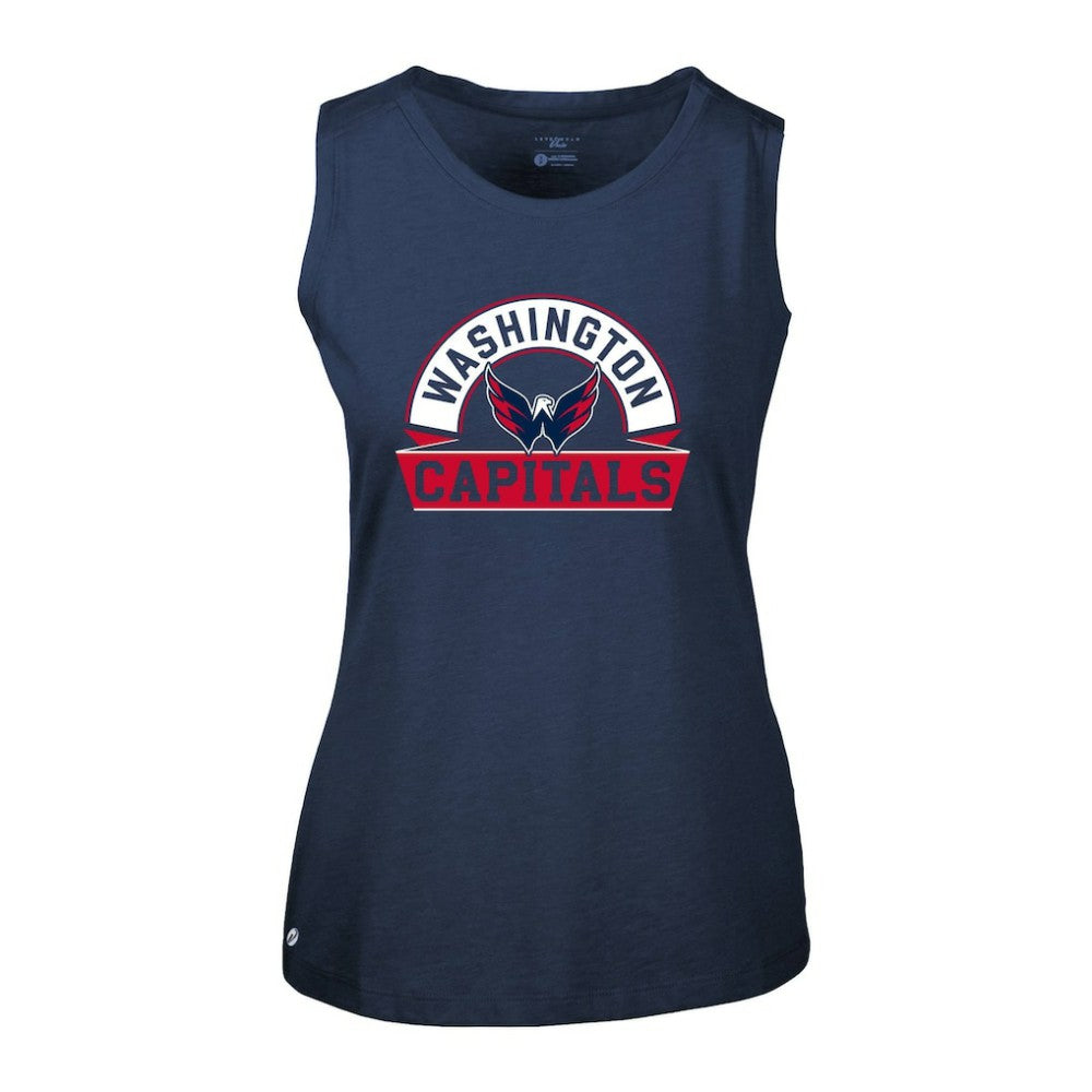 NHL Navy Washington Capitals Levelwear Women's Macy Banner Arch Tank Top