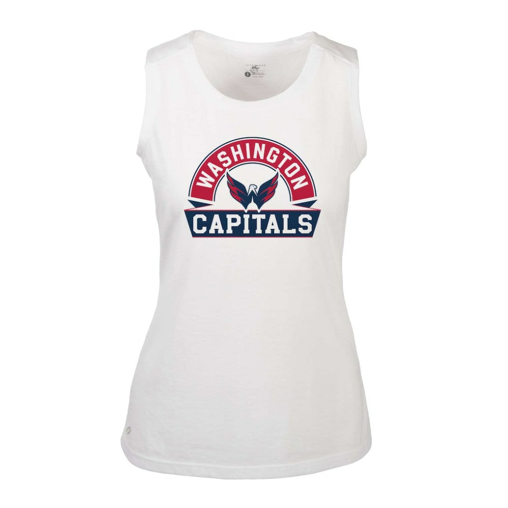 NHL White Washington Capitals Levelwear Women's Macy Banner Arch Tank Top