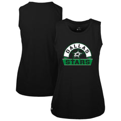 NHL Black Dallas Stars Levelwear Women's Macy Banner Arch Tank Top