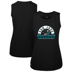 NHL Black San Jose Sharks Levelwear Women's Macy Banner Arch Tank Top