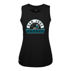 NHL Black San Jose Sharks Levelwear Women's Macy Banner Arch Tank Top