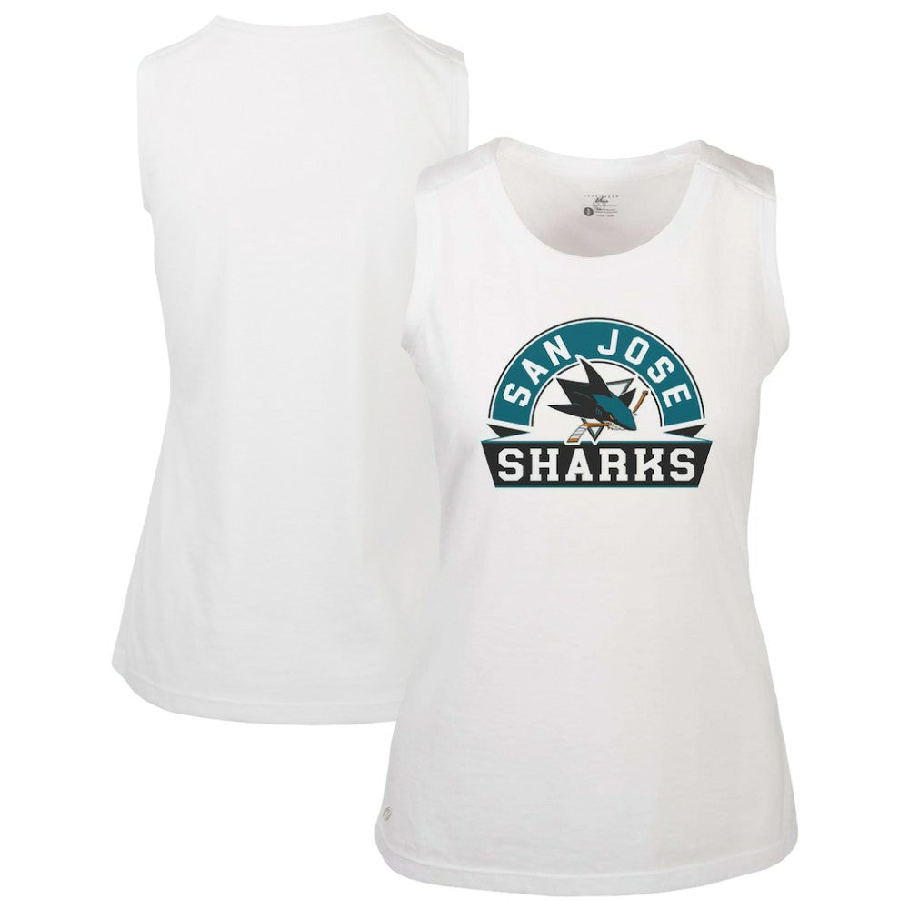 NHL White San Jose Sharks Levelwear Women's Macy Banner Arch Tank Top