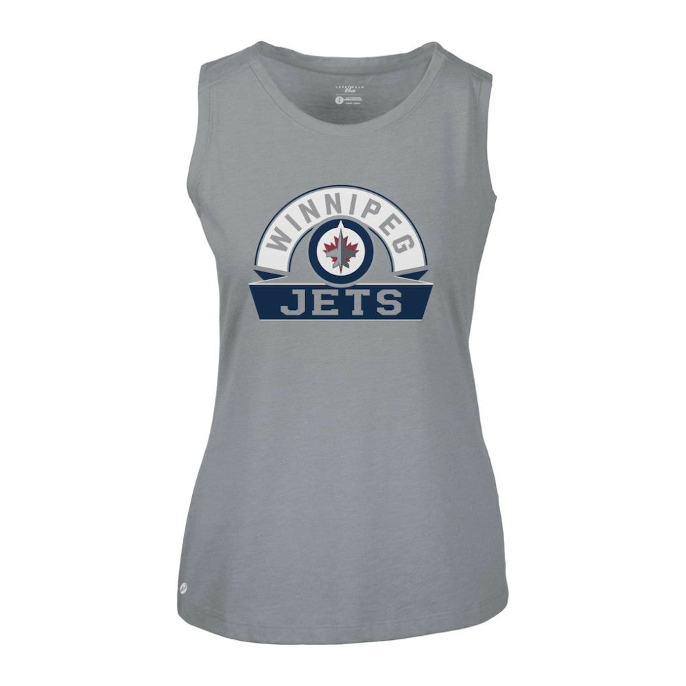 NHL Gray Winnipeg Jets Levelwear Women's Macy Banner Arch Tank Top