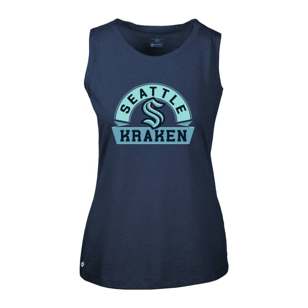 NHL Deep Sea Blue Seattle Kraken Levelwear Women's Macy Banner Arch Tank Top