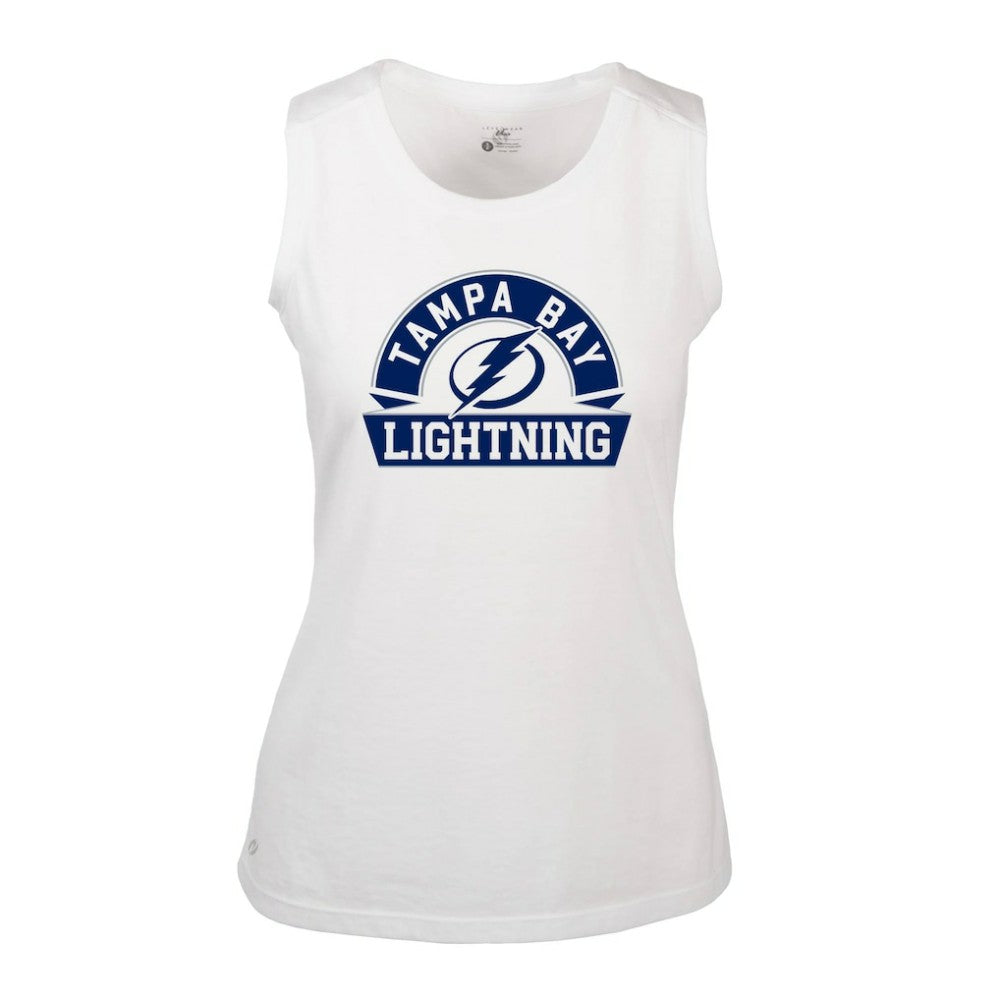 NHL White Tampa Bay Lightning Levelwear Women's Macy Banner Arch Tank Top